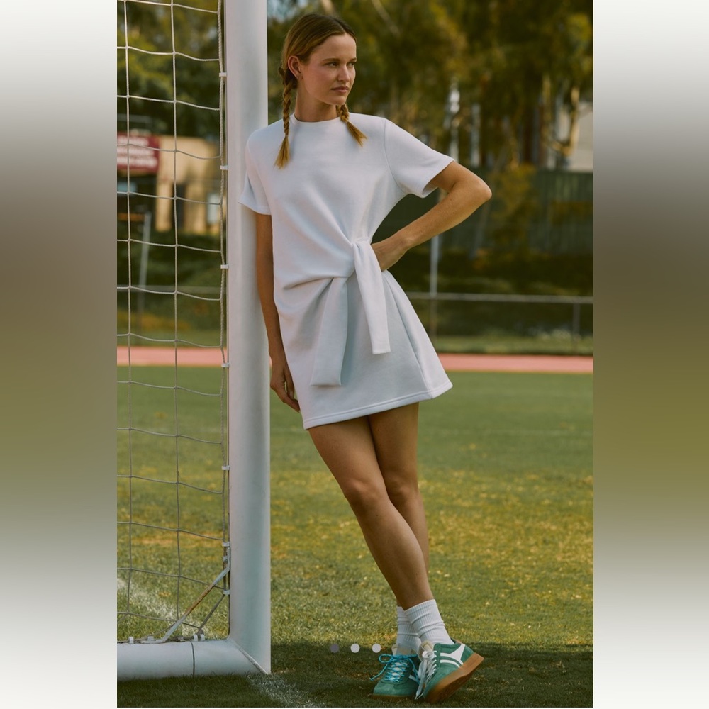 Anthropologie Daily Practice Knotted Cotton Blend Dress | White | Medium | NWT